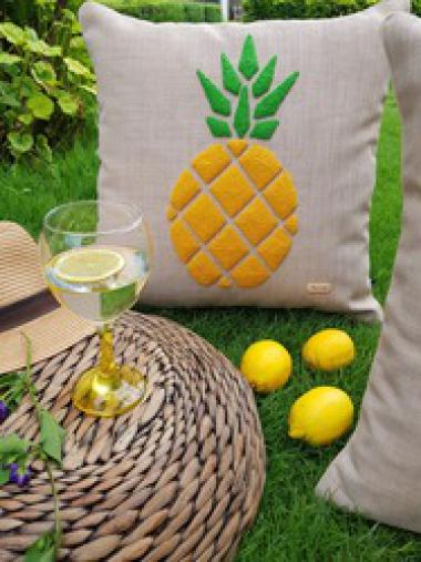 Ananas Desen El Nakış Kırlent Kılıfı