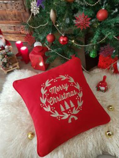 Kaşe Kumaş Dore Merry Chistmas Kırlent Kılıfı
