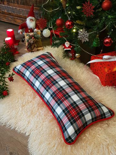 Kırmızı Yeşil Beyaz Ekose Kış Kırlent