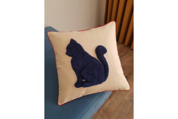 Mavi Kedi Kırlent Kılıfı