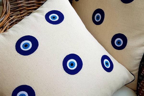 Nazar Boncuklu Kırlent Kılıfı 