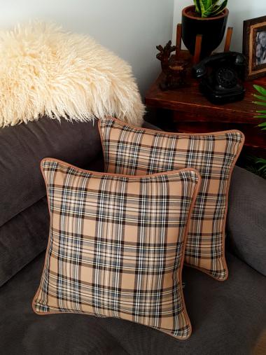 Nude Ekose Kırlent Kılıfı