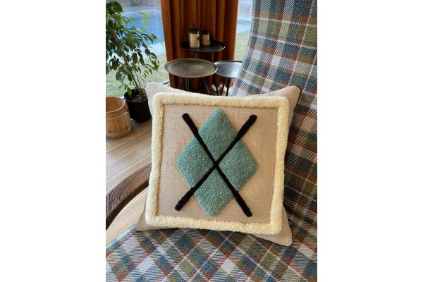 Oxford Desen Kırlent Kılıfı (Orman Mavisi)