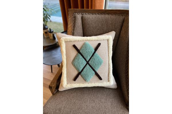 Oxford Desen Kırlent Kılıfı (Orman Mavisi)