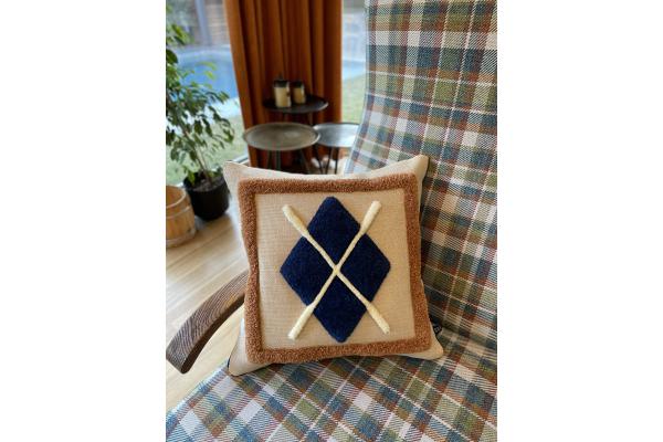 Oxford Desen Kırlent Kılıfı (Saks Mavi)