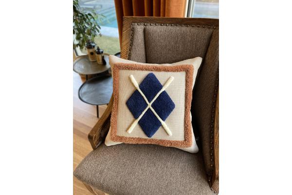 Oxford Desen Kırlent Kılıfı (Saks Mavi)