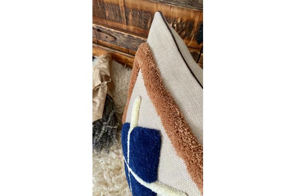 Oxford Desen Kırlent Kılıfı (Saks Mavi)