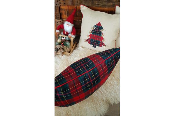 Yeni yıl Ekose Kırlent Kılıfı